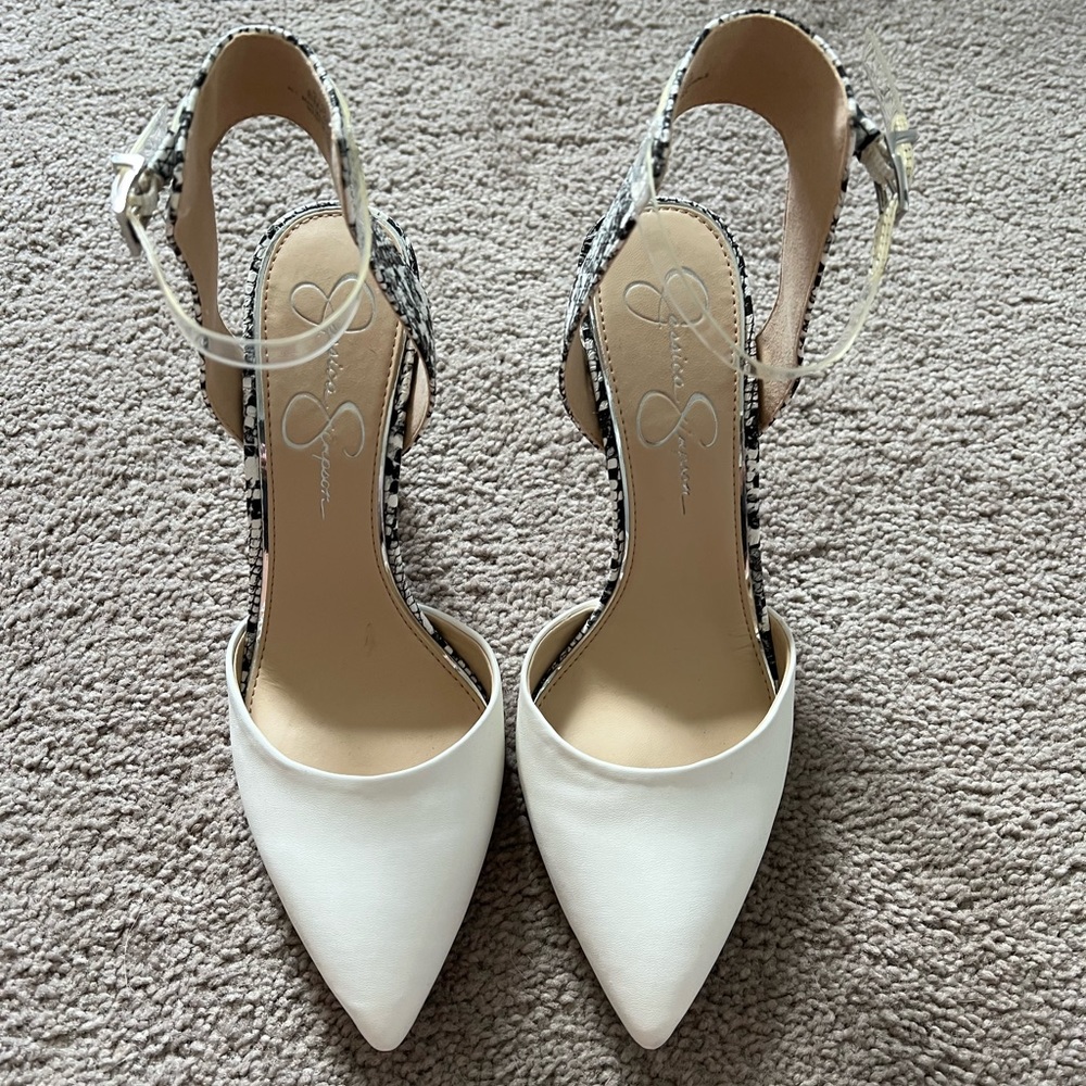 White Snake Print Jessica Simpson Heels